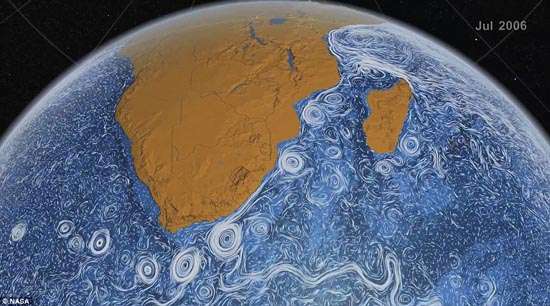 美宇航局制全球洋流图 大自然作品堪比梵高杰