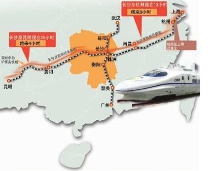 关于沪昆高铁的线路图