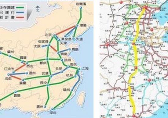 全国高铁基本线路图高清图：五纵六横八连线(图1)