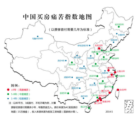 中国买房痛苦指数地图