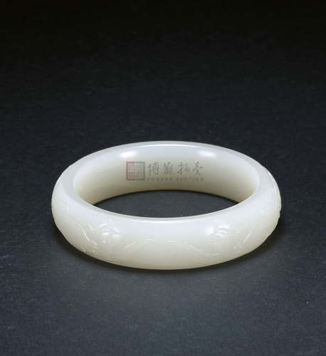 叶清和田玉子料手镯,内径5.7厘米, 成交价:100000图片