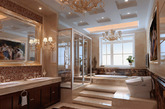 浴室的装修，是业主品味的体现。典型的古典欧式风格，喜欢以华丽的装饰、浓烈的家具色彩、以及精美的造型，将室内升华到雍容华贵的装饰效果。而对于卫浴间来说，关键的复古风格，仍然在浴室家具的风格设计上，能给人以良好的复古品味的展现。（实习编辑：容少晖）