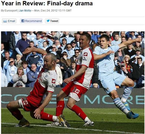 媒评英超2012:最佳球员范佩西 阿圭罗造最佳时刻
