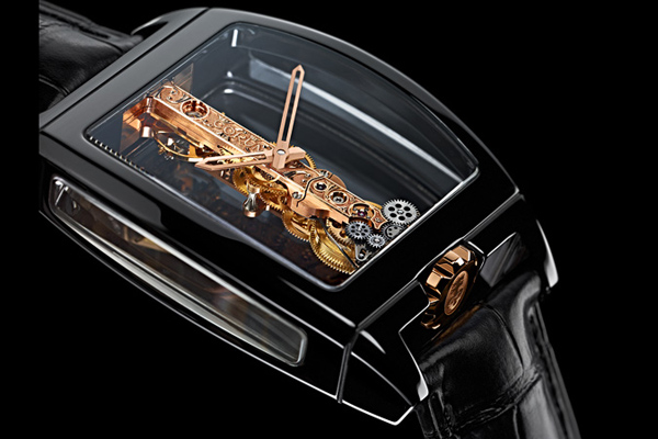 昆仑全新陶瓷制金桥腕表 直线式透明艺术的美