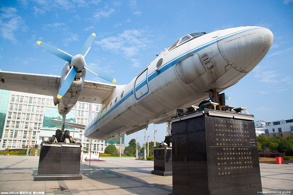 杭州惊现霸气镇政府 退役民航客机做形象雕塑