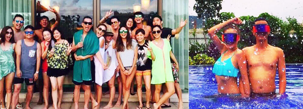   应采儿32岁生日 陈小春为妻办泳池派对  