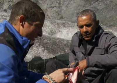奥巴马参加荒野求生一幕