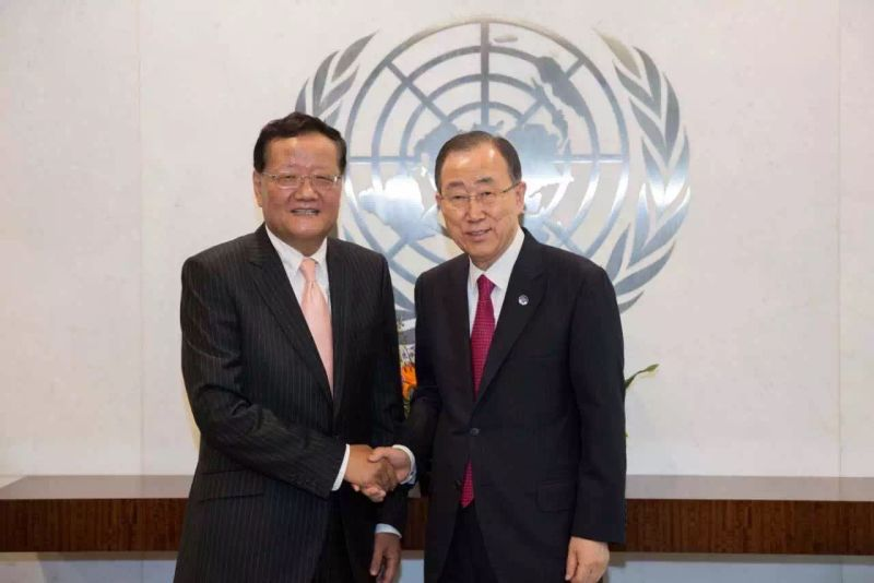 联合国秘书长潘基文会见凤凰卫视董事局主席,行政总裁刘长乐太平绅士