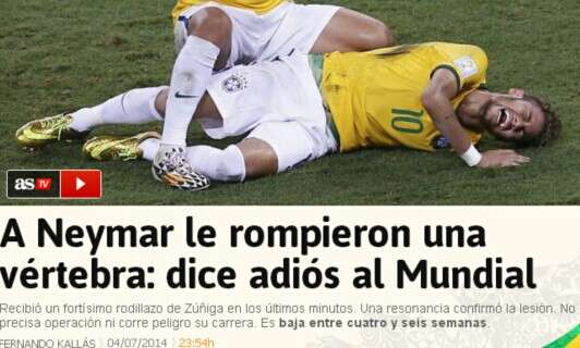 外媒聚焦内马尔伤别世界杯:休战6周或危机职业