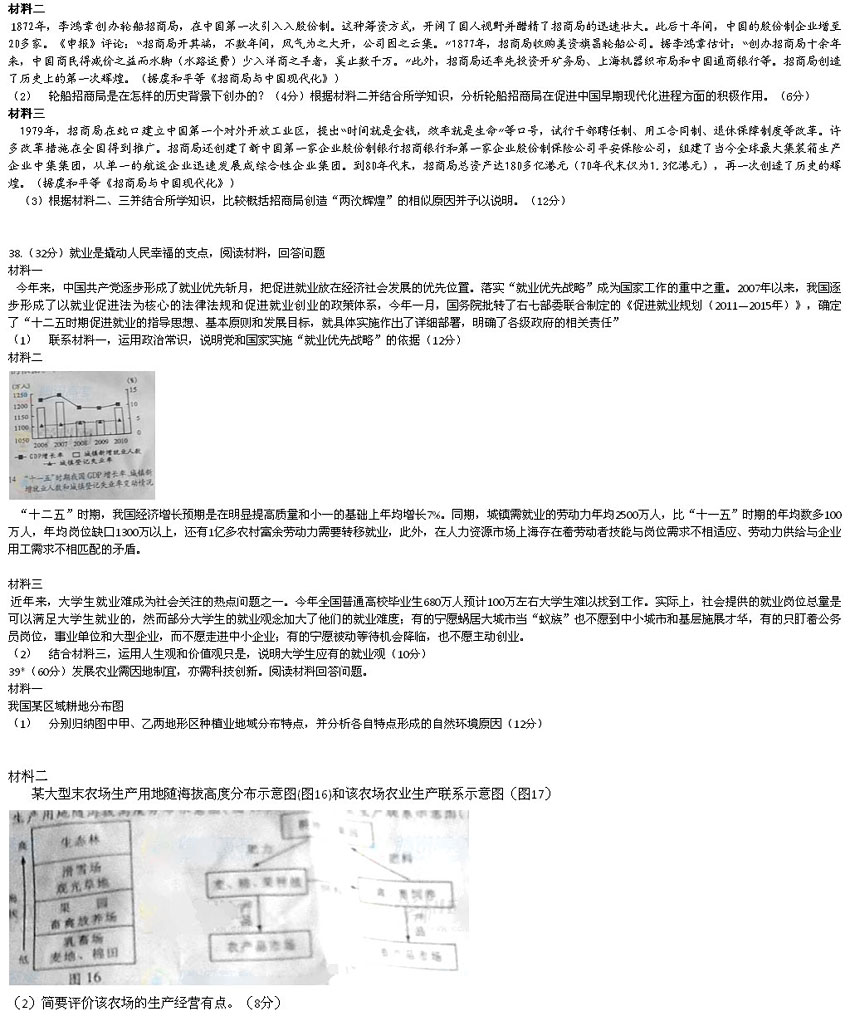 2012年全国高考试题(文科综合)四川卷_教育频