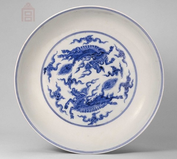 明成化官窑青花麒麟纹盘|青花|瓷器_凤凰文化