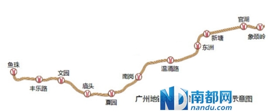 广州地铁十三号线首期工程设站11个