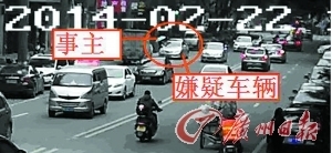 监控拍到嫌疑车辆。记者邵权达摄