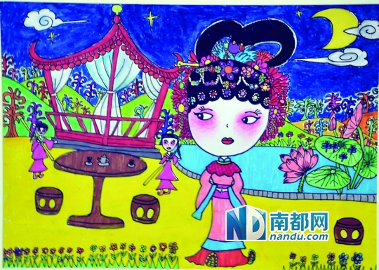 《金玉奴》 松岗二小 杨颖乐 戏曲进校园是宝安区教育与文化品牌,近日,宝安区教育科学培训中心与宝安区文化馆联合推出我与戏曲学生美术展,全区有615名学生创作了近500幅作品参与这次活动。学生把在校园与社会生活中所接触到的戏剧情景,用多种角度呈现出来,形成了戏剧脸谱、戏剧人物造型、戏剧演出场景等丰富题材,作品画面气韵生动,用艺术的手段表现了戏剧的美与活力。 宝安通记者 孙天明