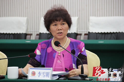 区委第七督导组组长李雪明对民主生活会进行点评。解巾英 摄<?xml:namespace prefix = o />