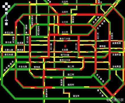 北京全路网交通已严重拥堵 交通指数已达8.2(图)