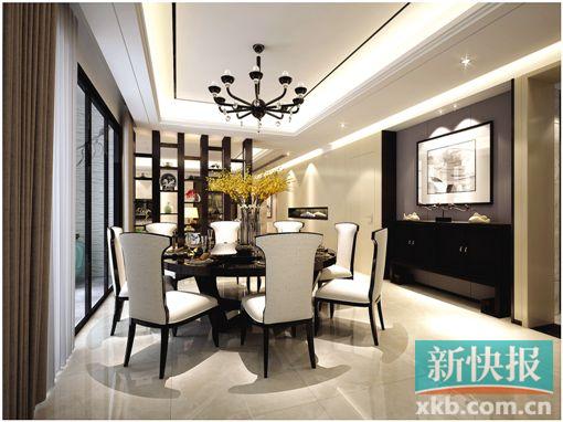 ■餐厅的现代餐椅以黑白搭配呼应古典