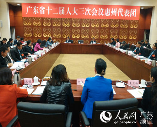 广东省十二届人大三次会议惠州代表团分组审议现场。林龙勇 摄