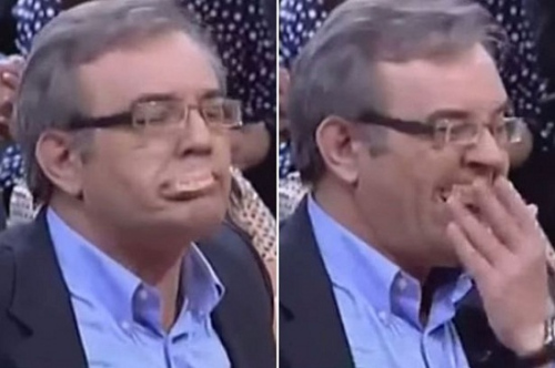 西班牙公民黨政客納瓦伊紮參加電視辯論說得太過激動，整排假牙噴出。但他並未因此停止辯論，反而迅速把假牙塞回口中繼續辯論。
