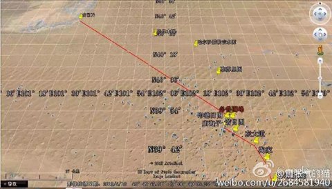 潘某发在朋友圈的穿行沙漠线路图。网络图片