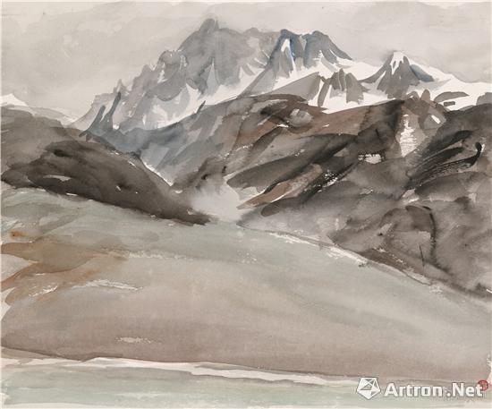 甘孜的雪山Snow Mountain in Garzê35×45cm 吴长江 _ Wu Changjiang