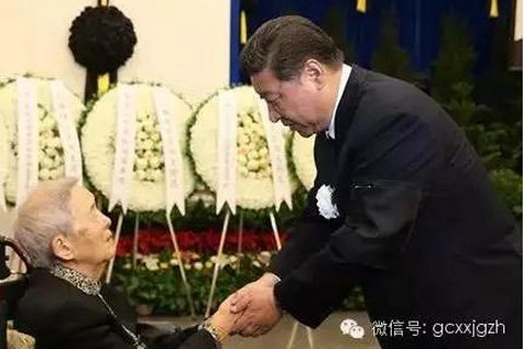 习近平与张劲夫亲属握手，表示慰问。