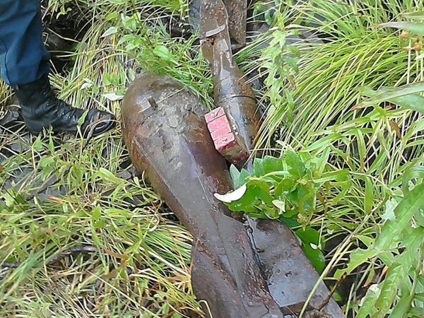 俄罗斯远东渔民打渔捞出航空炸弹。（网页截图）