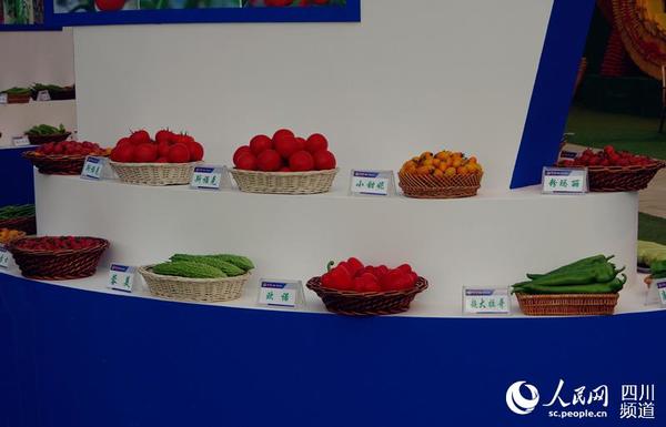 农业科技公司展示蔬菜新品种。（王军 摄）