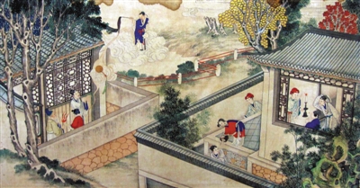 图片为清代画家孙温的工笔彩绘《红楼梦》。