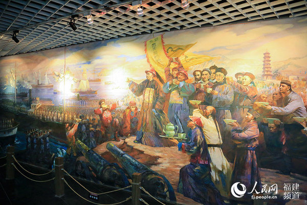 馆内壁画再现甲午海战出征前的场景 邹家骅摄