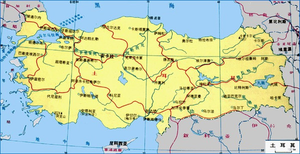 世界地图土耳其位置