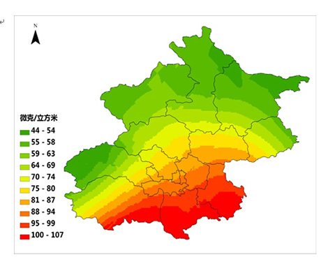 2015年北京市PM2.5空间分布