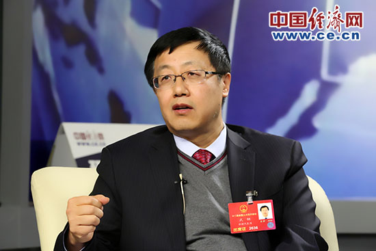 全国人大代表、新疆新能源有限责任公司董事长、金风科技股份有限公司董事长武钢 摄影/裴小阁