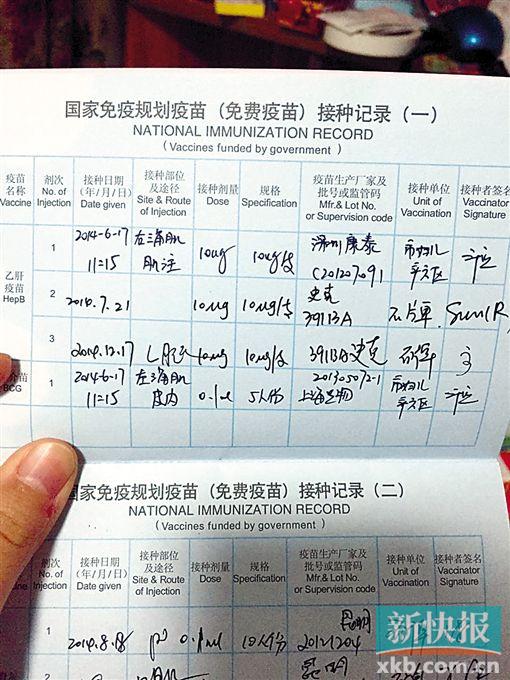 ■翻开宝宝的儿童预防接种证,看这里可以查到疫苗厂家与批号。