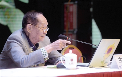 袁隆平作学术报告。