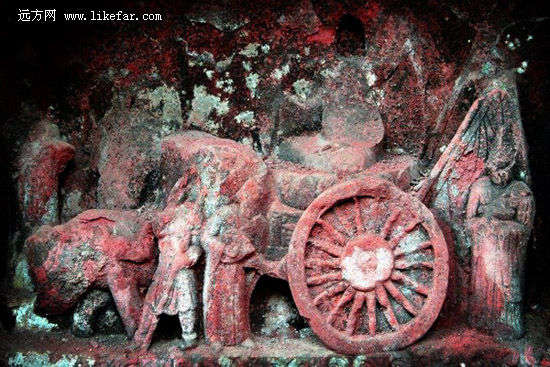 唐代战车石雕摄影佚名