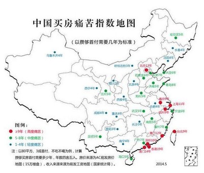 网传《中国买房痛苦指数地图》 济南中度痛苦