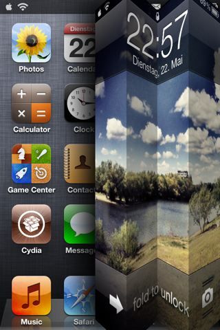 最新苹果iPhone解锁界面亮相:折叠背景