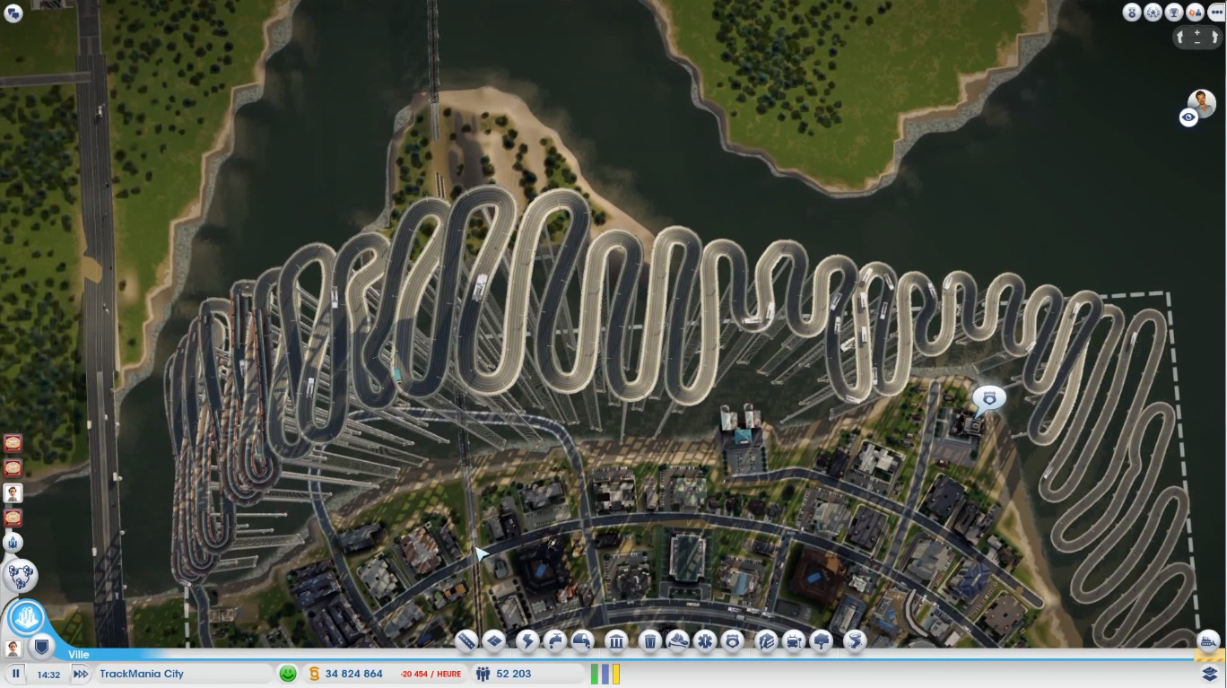 开车像坐云霄飞车 模拟城市玩家制作惊人高速