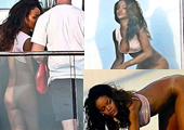 蕾哈娜阳台拍写真 当众裸露下半身撅屁股