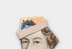 外币折纸艺术 伊丽莎白二世女王戴时髦水手帽 