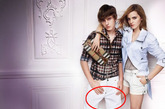 爱玛·沃森（Emma Watson）曾经为Burberry广告代言，她与帅气的男超模一起展示巴宝莉最新的时装，不过照片中丢失了一半大腿。
