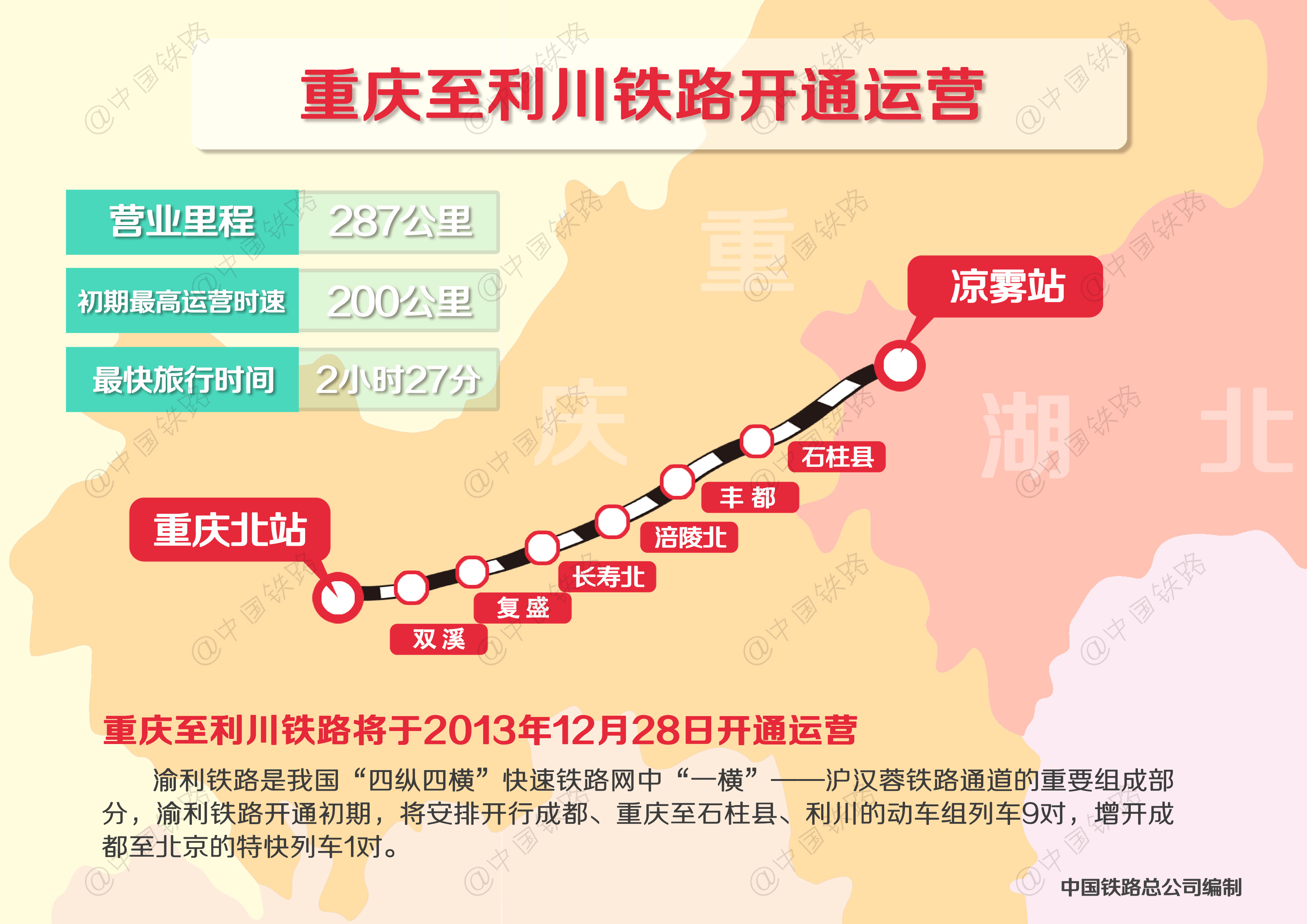 重庆至利川铁路28日开通 总里程287公里