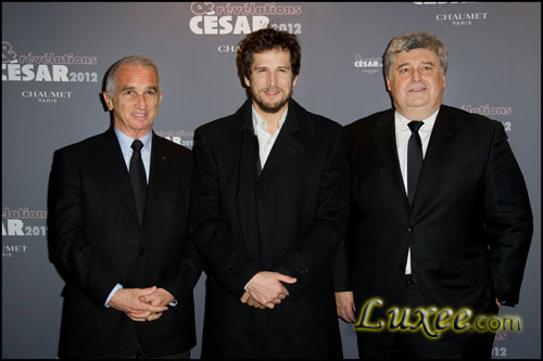 法国凯撒电影学会总裁Alain Terzian，著名影星吉约姆•卡内（Guillaume Canet）与Chaumet全球总裁Thierry Fritsch(从左至右)