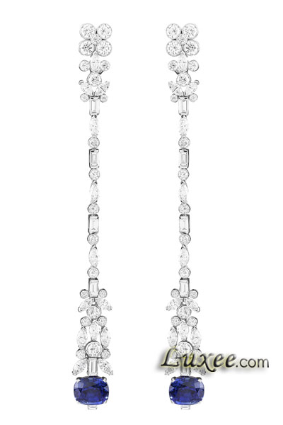 Van Cleef & Arpels梵克雅宝Guirlandes耳环，Bals de Légende高级珠宝系列，钻石及蓝宝石