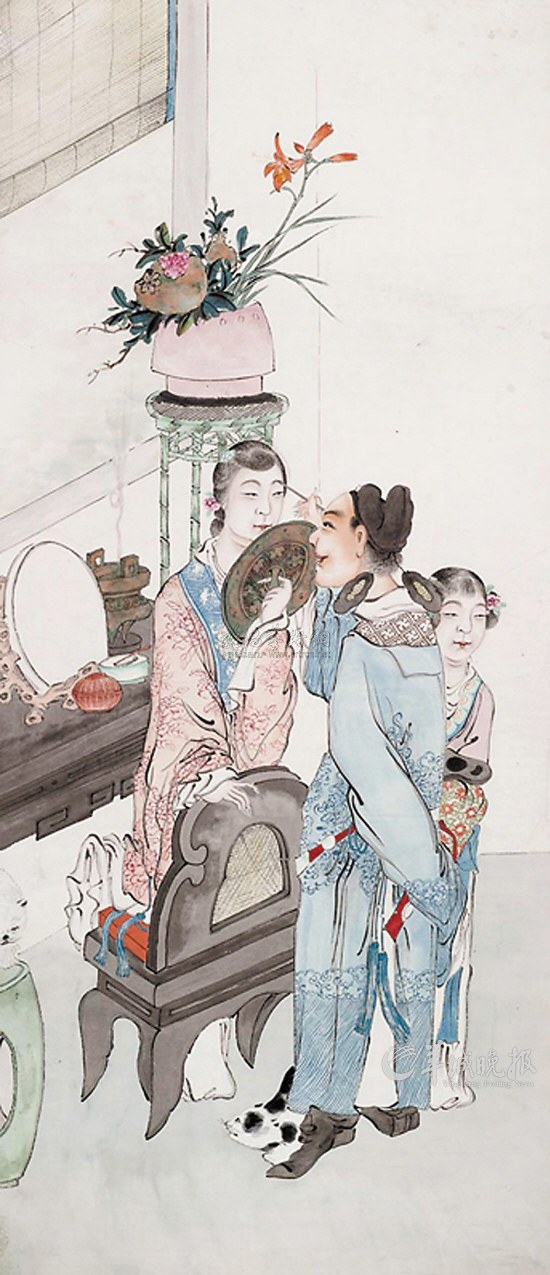 　　传统国画中的“张敞画眉”