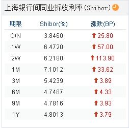 上海银行间同业拆放利率(Shibor)