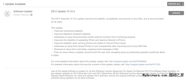 OS X 10.10.4正式发布：Wi-Fi再也不卡了