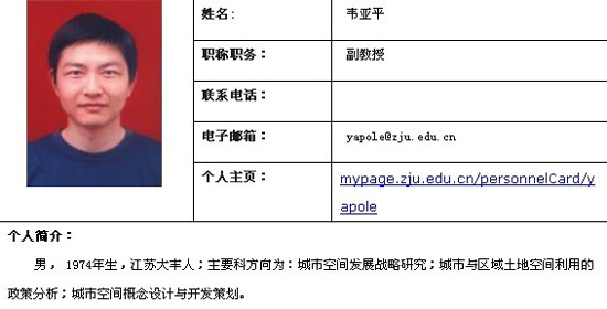 图为韦亚平简介（来源：浙江大学建筑工程学院网站）
