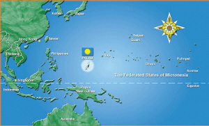 帕劳是太平洋上的岛国,位于菲律宾群岛以东500公里.